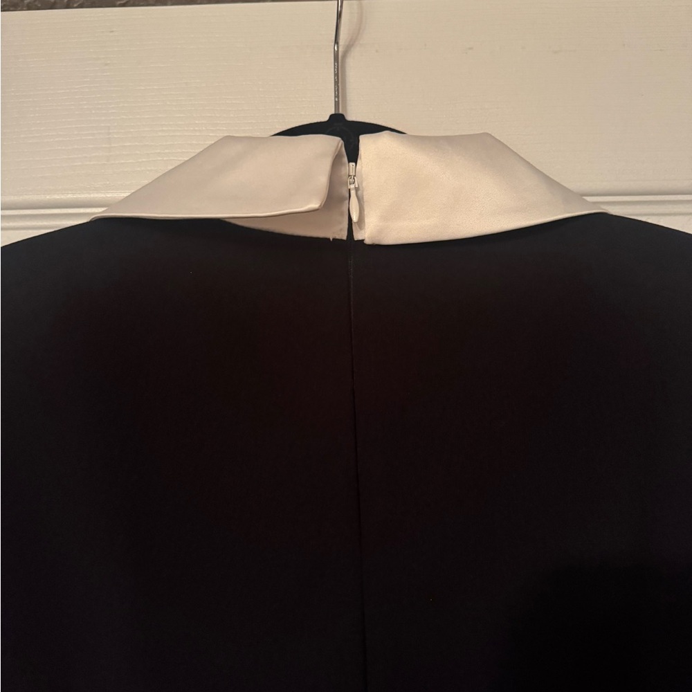 Adrianna Papell Sz Small Black & White Satin Collar Pantsuit w/ peplum/back zip - Picture 10 of 14